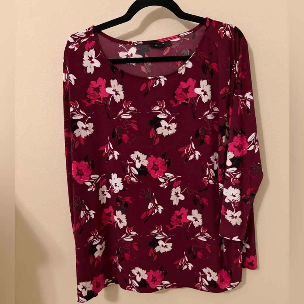 Alfani Burgundy Floral Women's Blouse